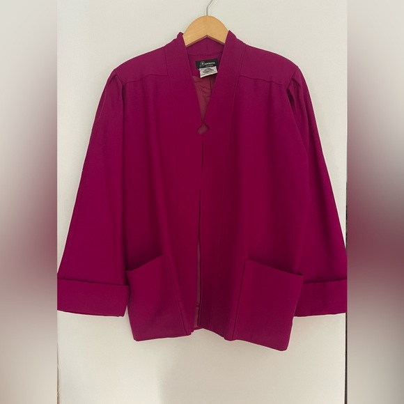 Perruzza Pure Virgin Wool Jacket  vintage Magenta Pink Cropped Italian Blazer - Picture 6 of 11